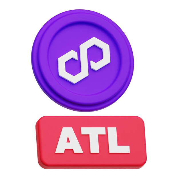 El icono 3D del token criptográfico del polígono aislado en el fondo blanco