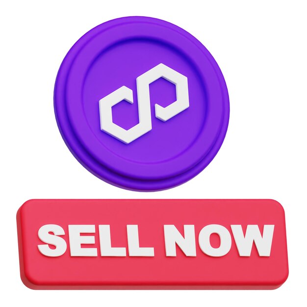 El icono 3D del token criptográfico del polígono aislado en el fondo blanco