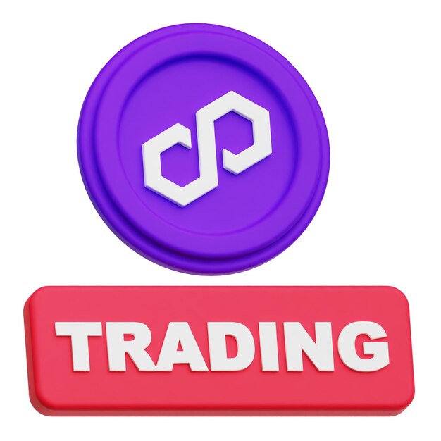 El icono 3D del token criptográfico del polígono aislado en el fondo blanco