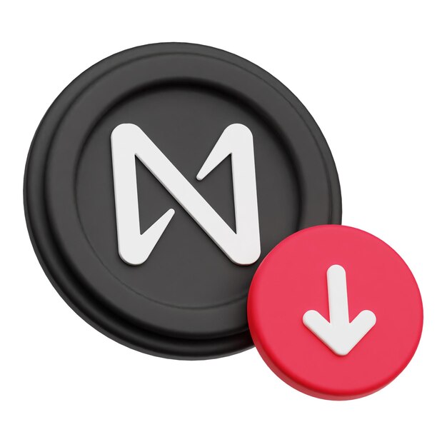 Icono 3D del token criptográfico del protocolo NEAR aislado en el fondo blanco