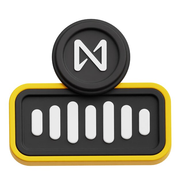 Icono 3D del token criptográfico del protocolo NEAR aislado en el fondo blanco