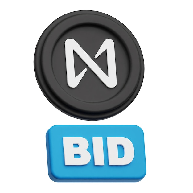 Icono 3D del token criptográfico del protocolo NEAR aislado en el fondo blanco