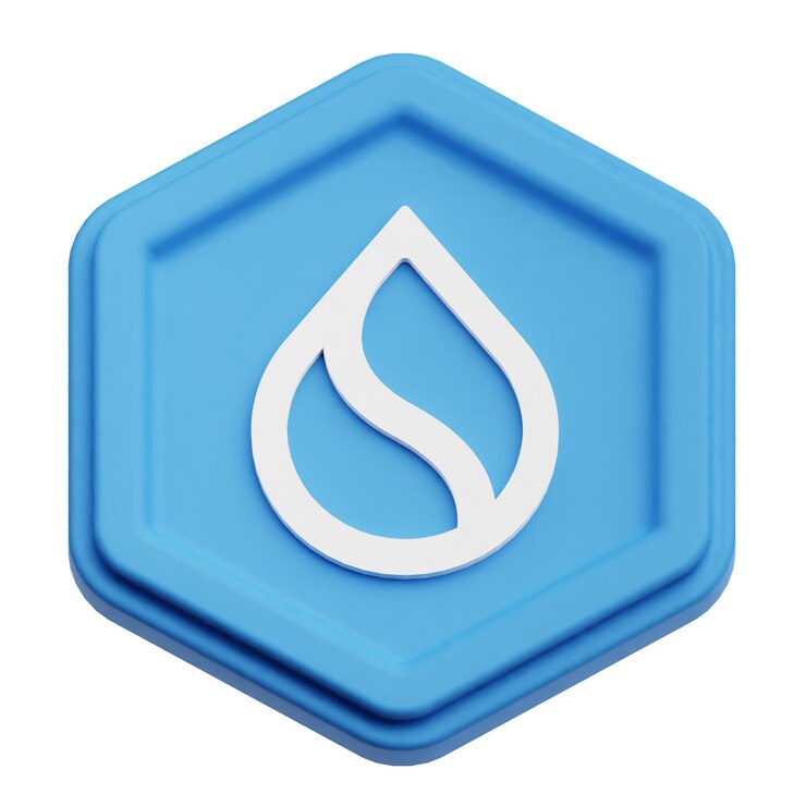PSD el icono 3d del token criptográfico sui aislado en el fondo blanco