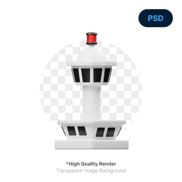 Icono 3D de la torre de control de tráfico PSD Premium
