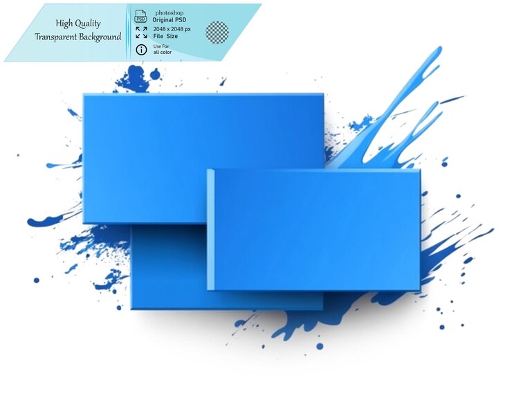 PSD icono 3d de tres cajas rectangulares azules apiladas en un fondo transparente