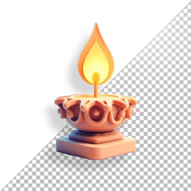 Icono 3d de vela tradicional del festival diwali