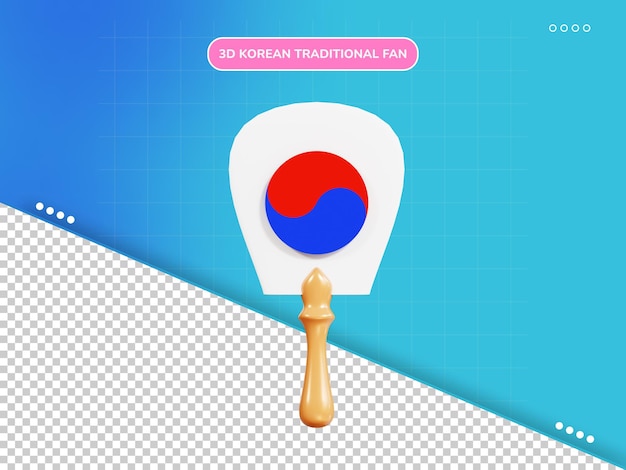 icono 3d del ventilador tradicional coreano