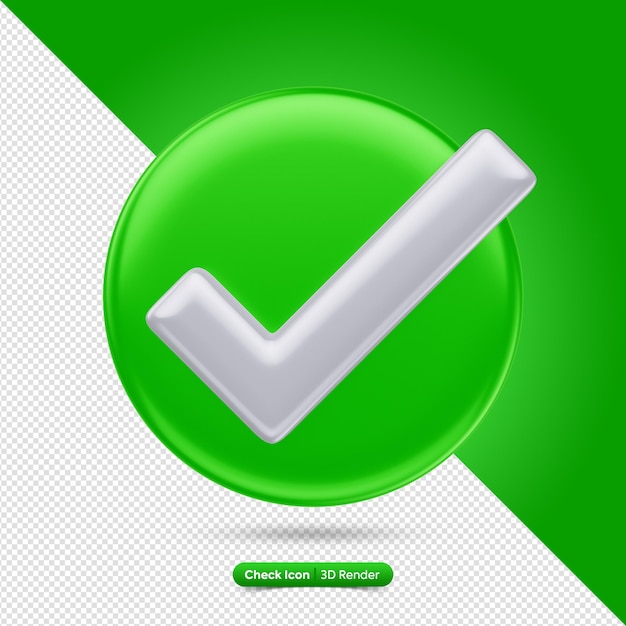 PSD icono 3d de verificación verde