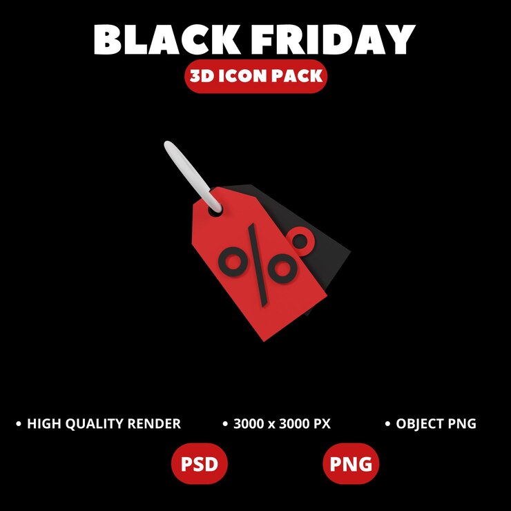 PSD icono 3d para el viernes negro
