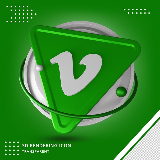 Icono 3d de vimeo realista en renderizado 3d aislado