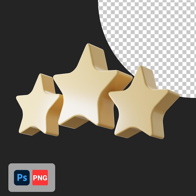 PSD icono 3d de vista lateral de estrellas