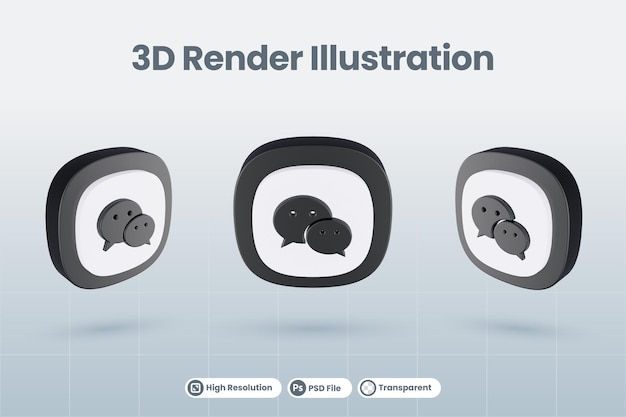 icono 3d wechat chateamos redes sociales logotipo aislado render