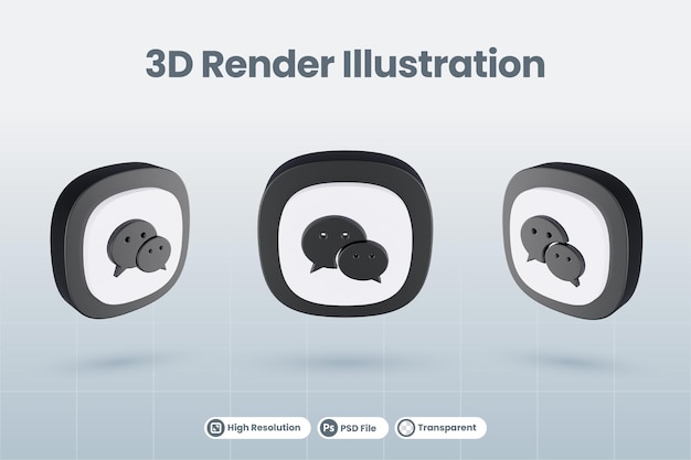 Icono 3d wechat chateamos redes sociales logotipo aislado render