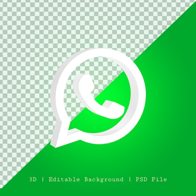 PSD icono 3d de whatsapp con fondo transparente