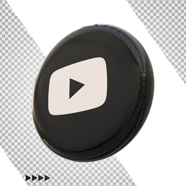 Icono 3d de youtube negro