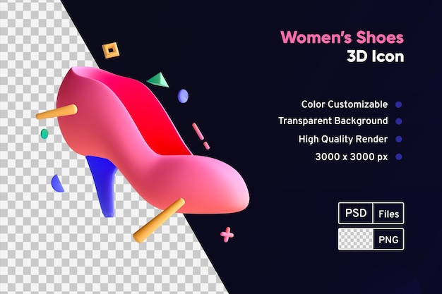 PSD icono 3d de zapatos de mujer