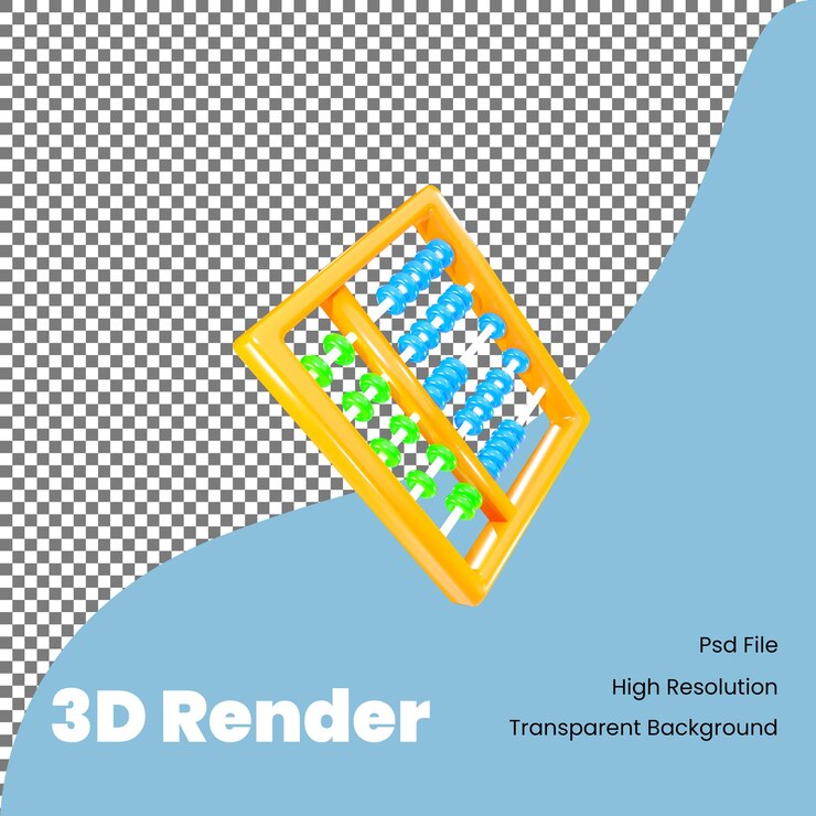 PSD icono de ábaco de renderizado 3d para el regreso a la escuela