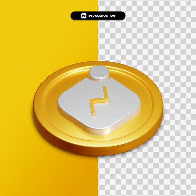 PSD icono de actividad de renderizado 3d en círculo dorado aislado