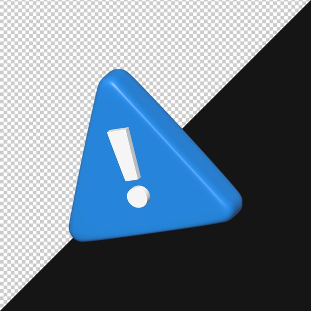 Icono de advertencia azul en 3D