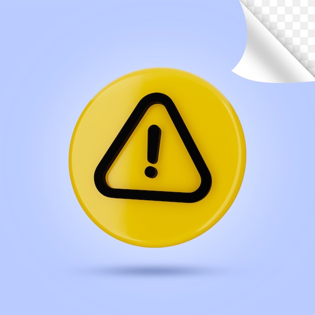 PSD icono de advertencia ilustración 3d render