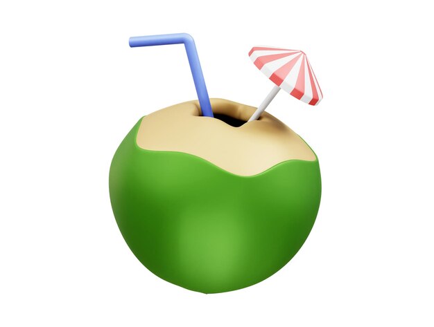 El icono del agua de coco vector 3d render el icono del coco ilustración vector render