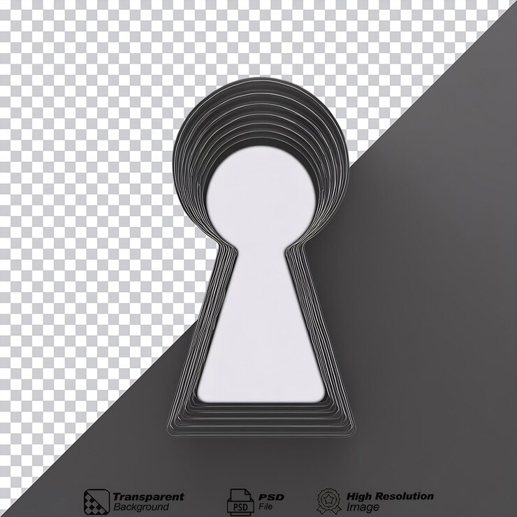 PSD icono de agujero de llave de línea exterior aislado en negro sobre fondo transparente
