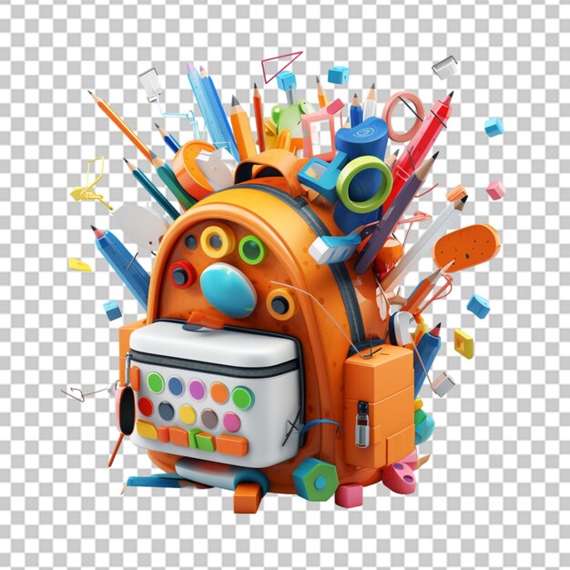 PSD el icono aislado de la bolsa de la escuela ilustración de renderizado 3d