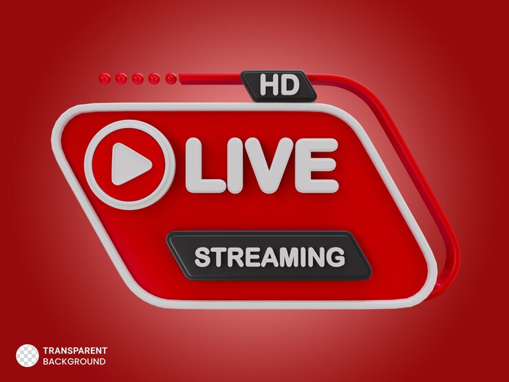 PSD icono aislado de la insignia 3d de transmisión en vivo