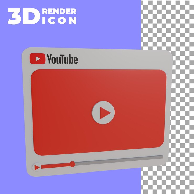 PSD icono aislado de reproducción de youtube 3d