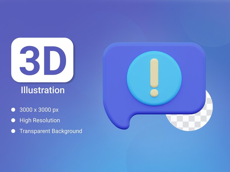 icono de alerta de mensaje 3d