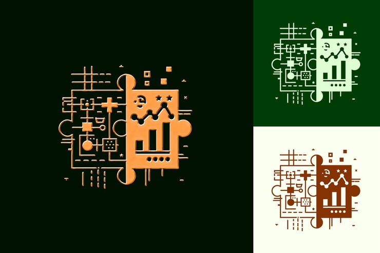 PSD icono de la alianza del mercado con un rompecabezas o asociación esboza un diseño de icono minimalista abstracto