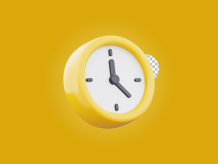 PSD el icono amarillo del reloj despertador es un símbolo del diseño del reloj, una ilustración 3d aislada sobre un fondo transparente.