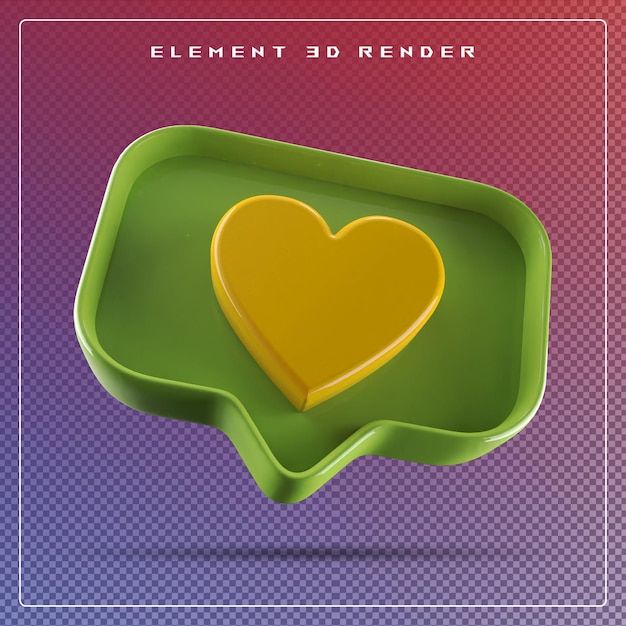 El icono de amor en 3D es verde.