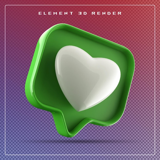 El icono de amor en 3D es verde.