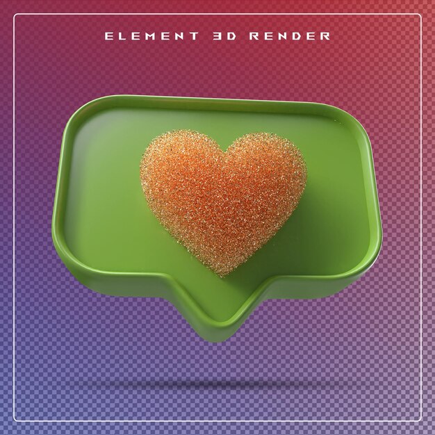 El icono de amor en 3D es verde.