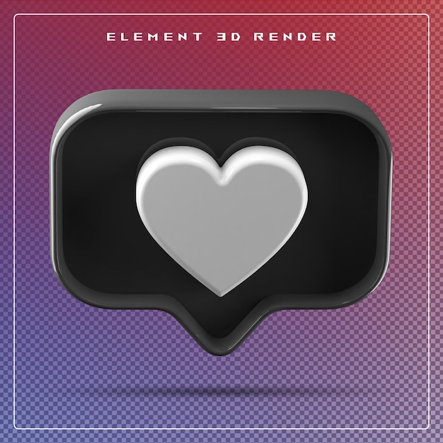 Icono de amor en 3d negro