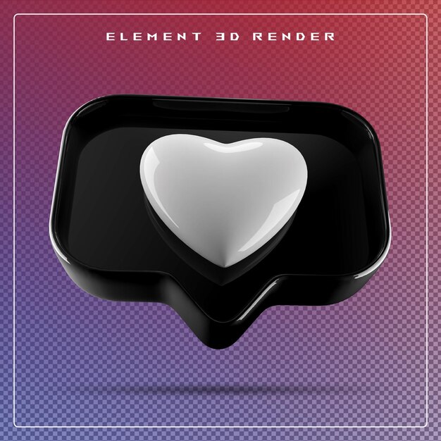 PSD icono de amor en 3d negro