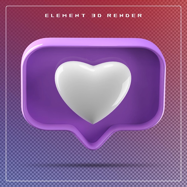 icono de amor en 3d púrpura