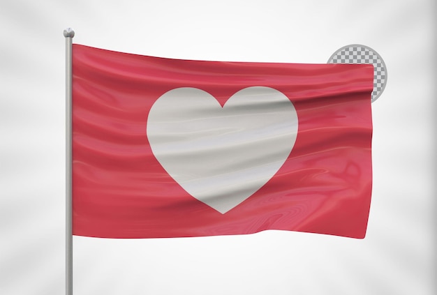 PSD icono de amor de redes sociales con bandera de estilo