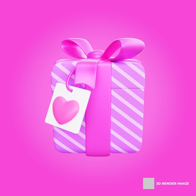 Icono de amor de regalo de día de san valentín de renderizado 3d