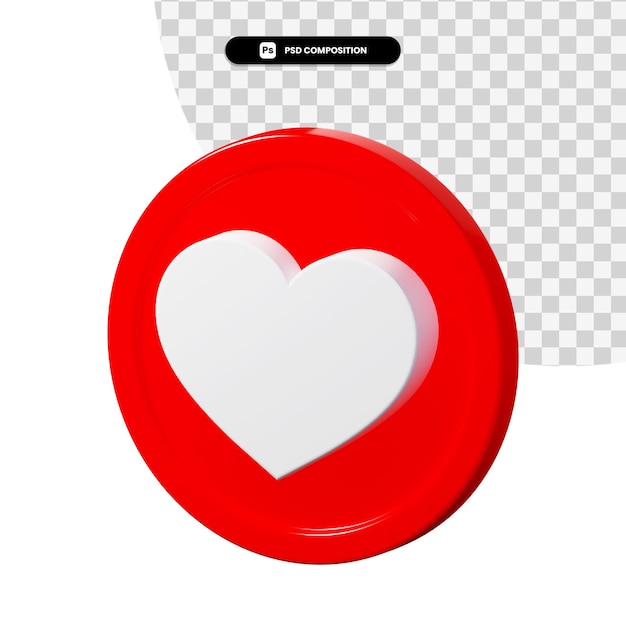 PSD icono de amor de renderizado 3d aislado