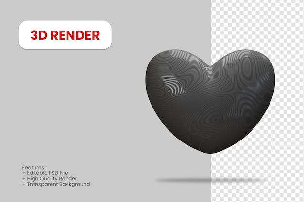 PSD icono de amor de renderizado 3d aislado