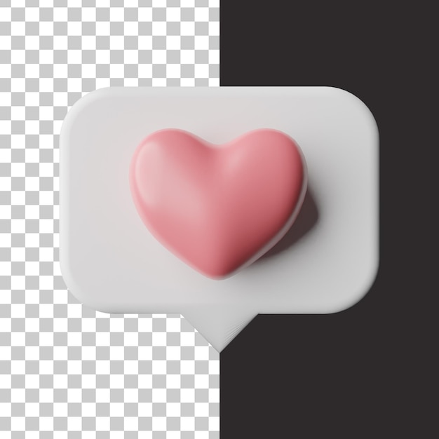 icono de amor en representación 3d