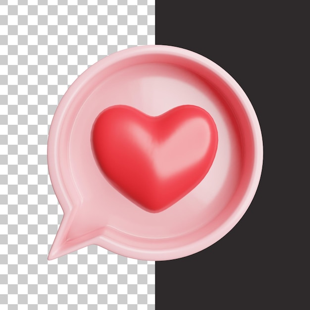 icono de amor en representación 3d