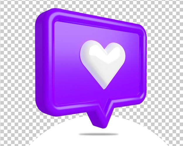 PSD el icono de amor sigue el signo púrpura de emoji 3d