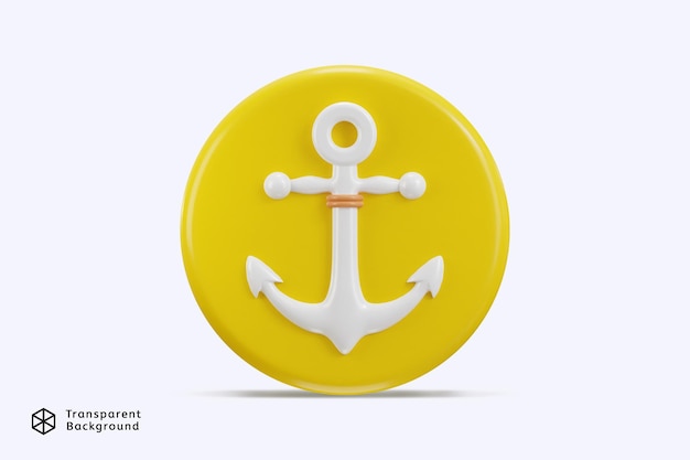 icono de anclaje con icono de botón redondeado ilustración vectorial de renderización 3D