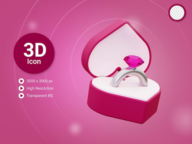 Icono de anillo de compromiso 3d