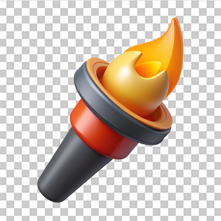 PSD icono de antorcha plana ilustración vectorial en un estilo simple con una sombra que cae