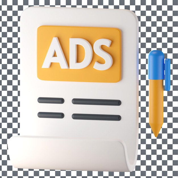 PSD icono de anuncios psd 3d en fondo aislado y transparente