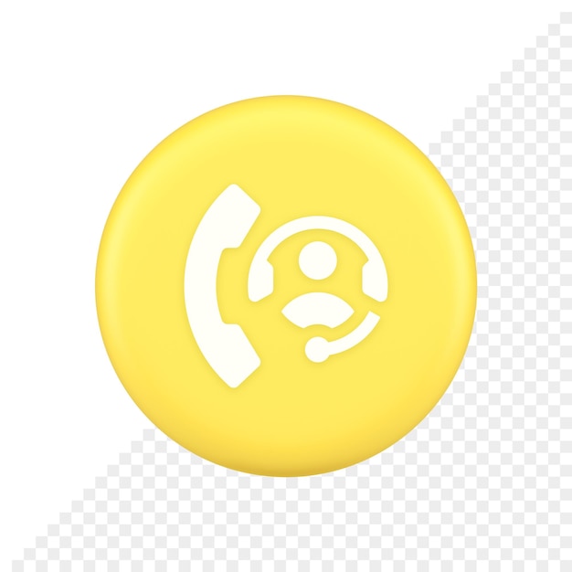 Icono de aplicación 3d del servicio de atención al cliente del botón de asistencia de la línea de ayuda de llamada de emergencia